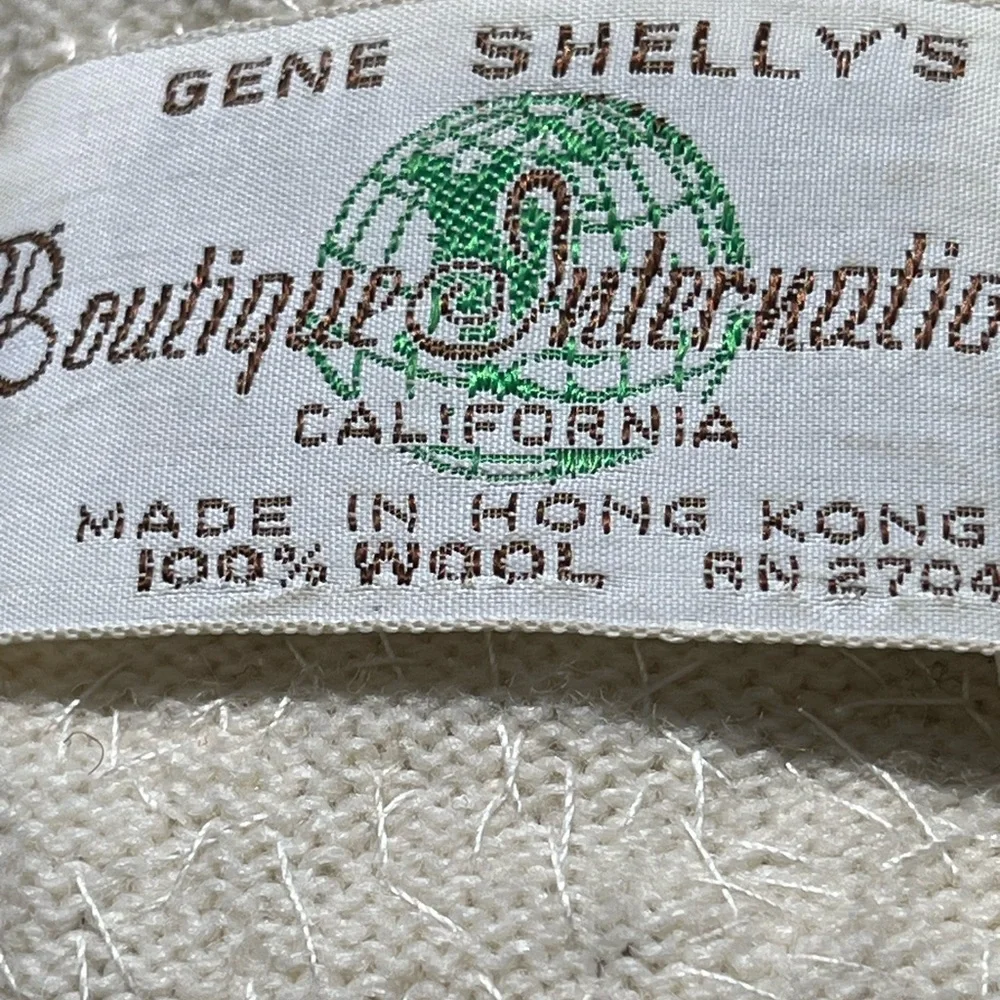 Vintage Gene Shelly’s Boutique White Sequin Blue Bead Rhinestone Mini Dress - Picture 5 of 15